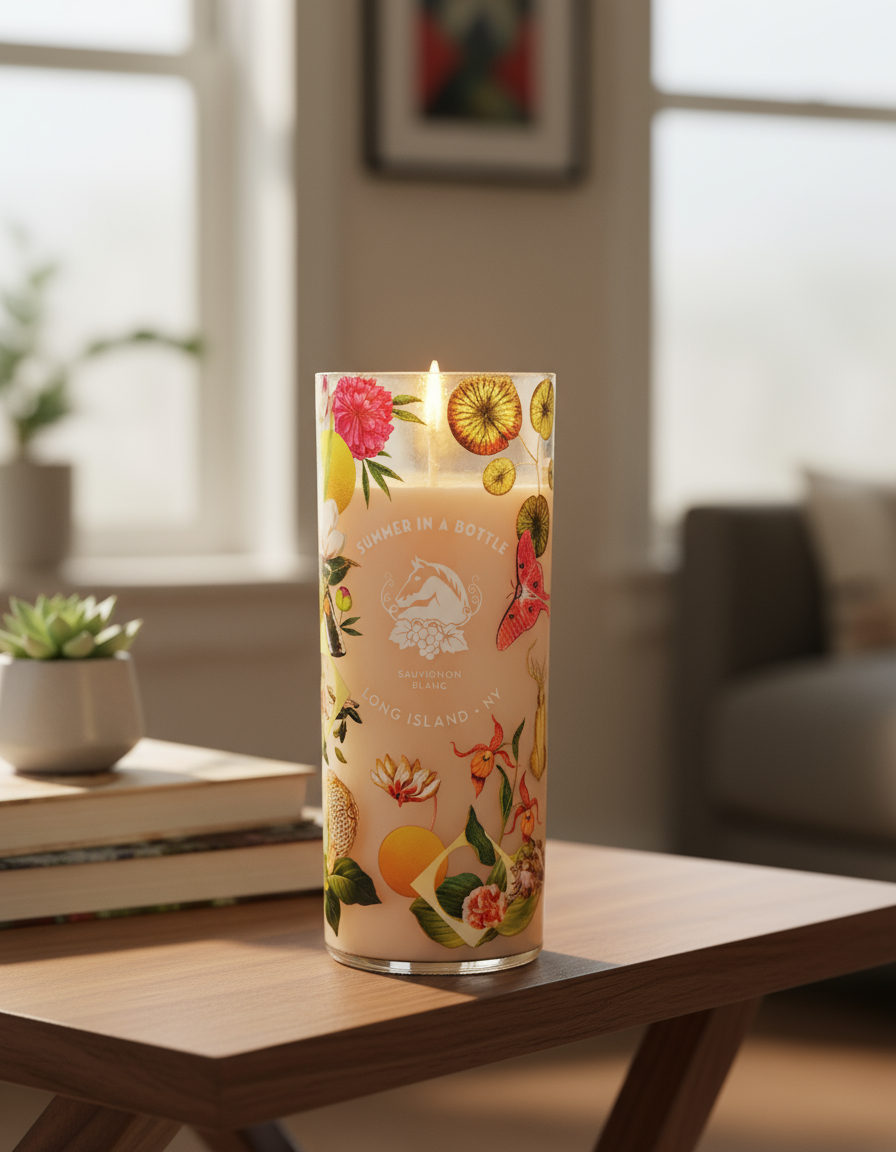 Wölffer Estate Wine Bottle Candle – Handcrafted Upcycled Luxury