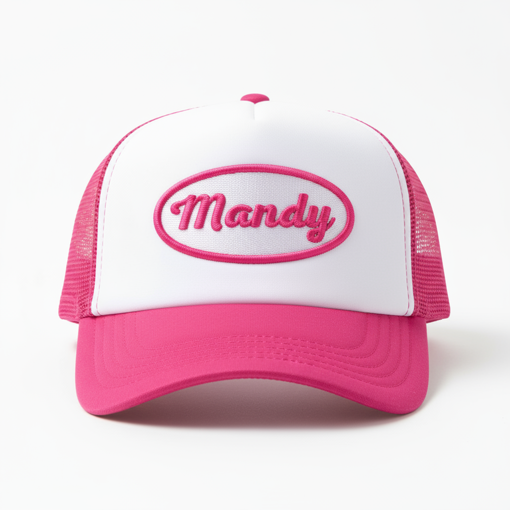 The Mandy Hat – Hot Pink Embroidered Trucker Cap