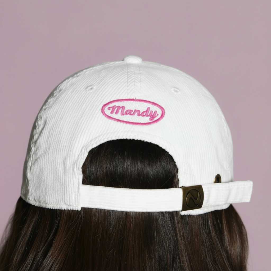 White Corduroy ‘Let’s Get Hammered’ Embroidered Baseball Cap